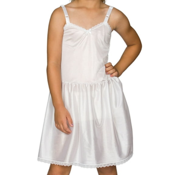 I.C. Collections Girls White Adjustable Nylon Slip, 4 - 14