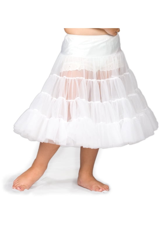 I.C. Collections Girls White Bouffant Half Slip Petticoat Tea Length, 2T - 12