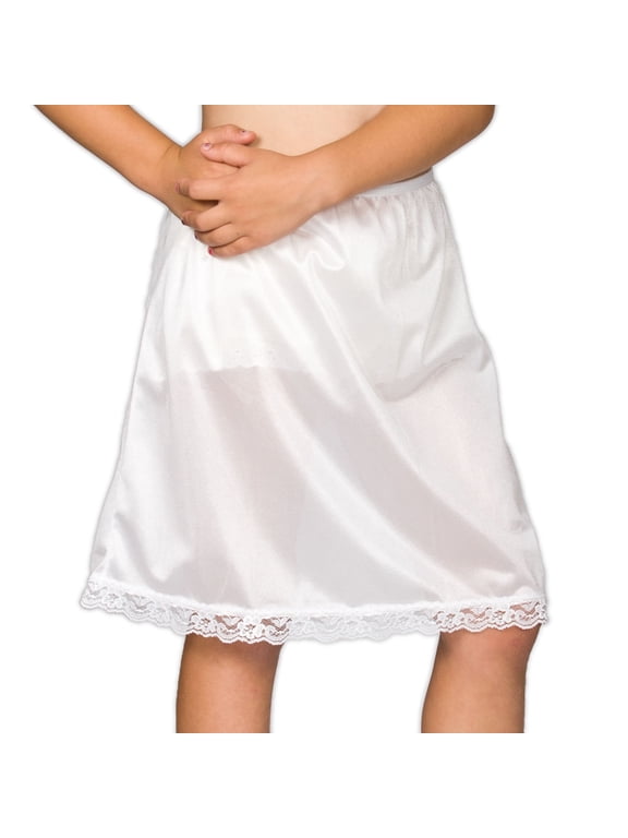 I.C. Collections Girls White Nylon Half Slip, 4 - 14