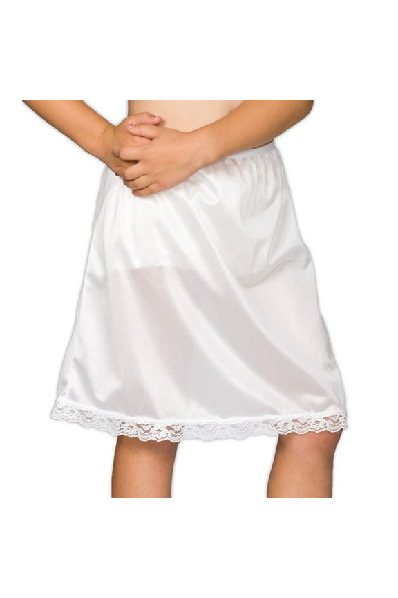 I.C. Collections Girls White Nylon Half Slip, 4 - 14