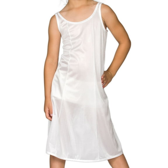 I.C. Collections Girls White Sleek Nylon Slip - Tea Length, 4 - 16