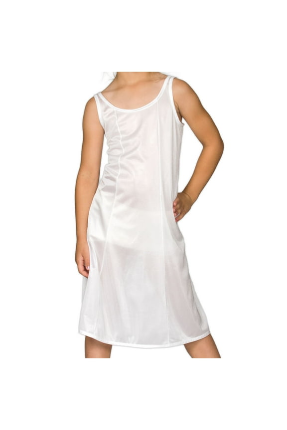 I.C. Collections Girls White Sleek Nylon Slip - Tea Length, 4 - 16