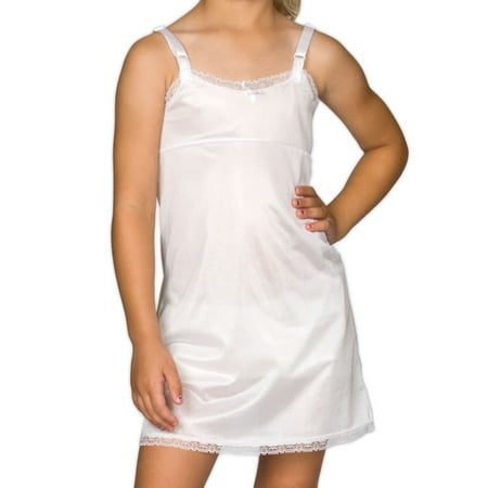 I.C. Collections Little Girls White Simple Empire Waist Slip, 4 - 14