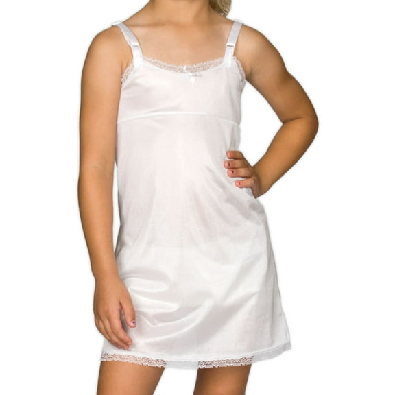 I.C. Collections Little Girls White Simple Empire Waist Slip, 4 - 14
