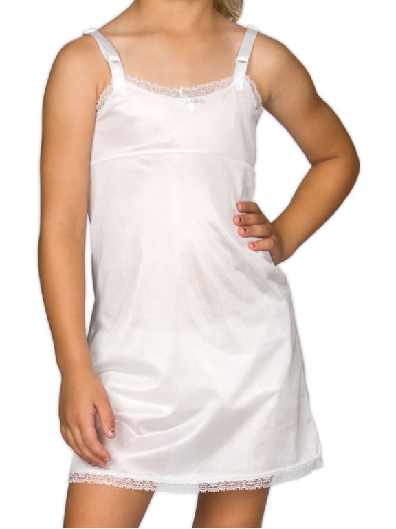 I.C. Collections Little Girls White Simple Empire Waist Slip, 4 - 14