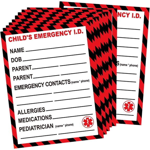 I.C.E. in Case of Safety Seat Sticker, 4 x 3 inch I.D. Information Contact Seat Safety Alert Attachment Tag Labels (10 )