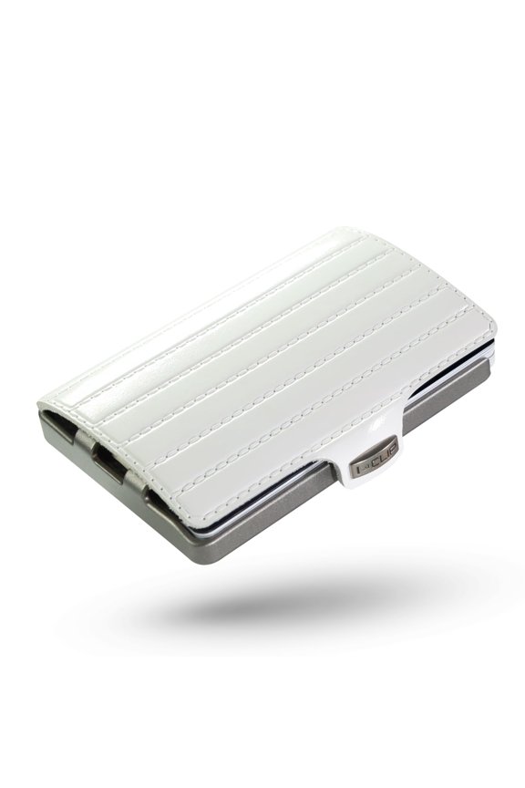 Original Slim Wallet - Leather Wallet with Money Clip - Mini Wallet for Cards and Notes - White Saddle Leather with Silver Frame Y101