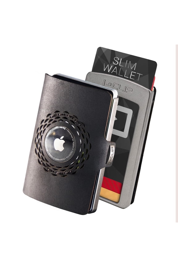 Original for Apple AirTag with Moneyclip - Wallet - Slim Wallet - Wallet compatible with AirTag - Men - Silver Black Y101