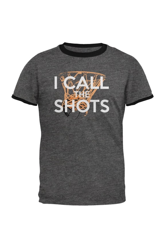 I Call the Shots Mens Ringer T Shirt Dark Heather-Black X-LG