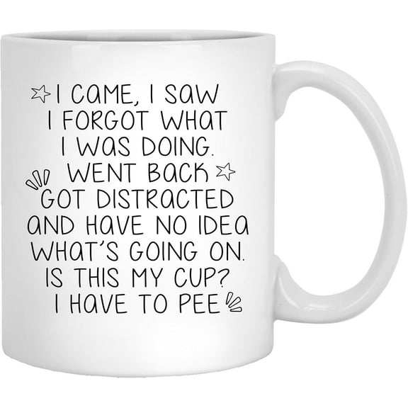 I Came I Saw I Forgot What I Was Doing Coffee Mug, Funny Gift for Distracted People, Sarcastic Gifts for Old People Elderly Mom Dad Grandma Grandpa For Mothers Day Fathers Day Birthday (Black, 15Oz)