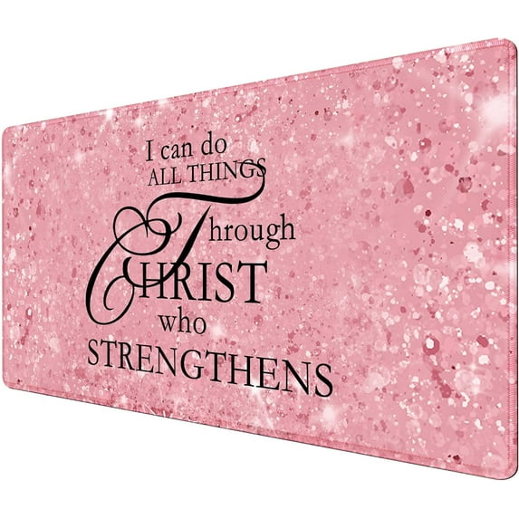 I Can Do Anything Pink Desk Pad Desk Mat with Non-Slip Base and Stitched Edge,Rose Large Mouse Pad for Laptop,Extended Gaming Mouse Pad Desk Cover Desks Protector for Office Home(31.5" x 15.7")
