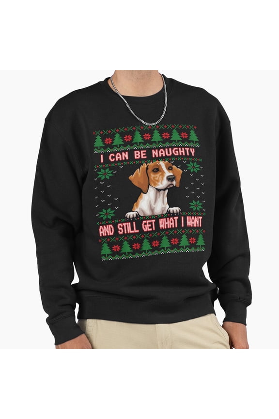 I Can Be Naugty Beagle Funny Christmas Graphic Unisex Sweatshirt Retro Sweater Art G24081, Up to Size 5XL