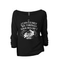 thumbnail image 1 of I Can Clearly See Through Your Bullshit Women's Fashion Slouchy 3/4 Sleeves Raglan Lightweight Sweatshirt Black Small, 1 of 3
