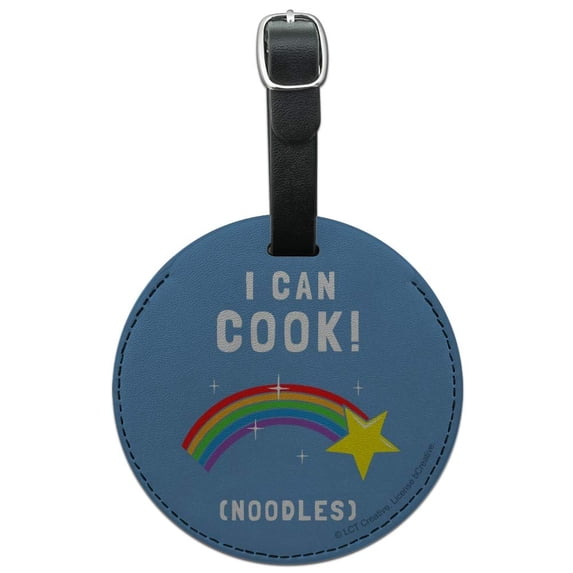I Can Cook Noodles Shooting Star Funny Humor Round Leather Luggage Card Suitcase Carry-On ID Tag