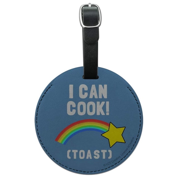 I Can Cook Toast Shooting Star Funny Humor Round Leather Luggage Card Suitcase Carry-On ID Tag