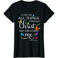 thumbnail image 1 of I Can Do All Things Through Christ Butterfly Art - Religious T-Shirt Women Tops, 1 of 7