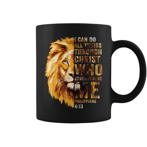 I Can Do All Things Through Christ Jesus Lion Christian Coffee Mugs