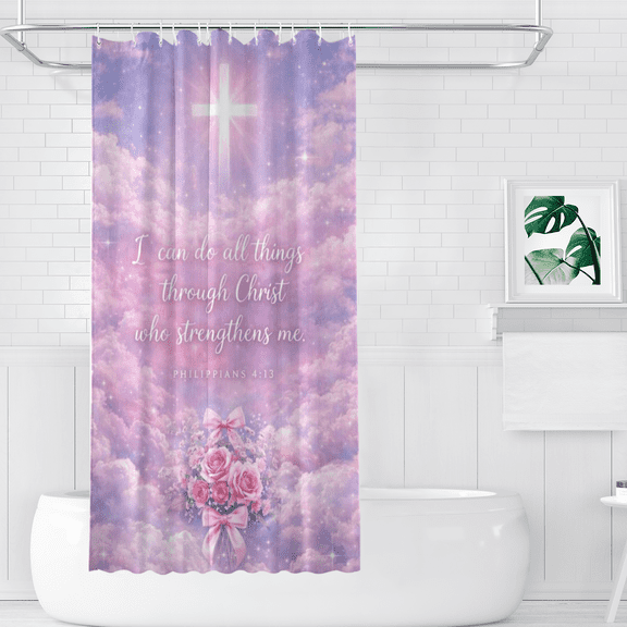I Can Do All Things Through Christ Polyester Shower Curtains, 36" x 72"