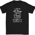 thumbnail image 1 of I Can Do All Things Through Christ T-Shirt Christian Praise Jesus God Tee - Black, M, 1 of 1