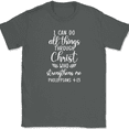 thumbnail image 1 of I Can Do All Things Through Christ T-Shirt Christian Praise Jesus God Tee - Charcoal, 5XL, 1 of 1
