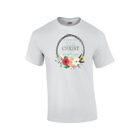 I Can Do All Things Through Christ Who Strengthens Me Christian Adult Short Sleeve T-shirt-Lightgrey-Small