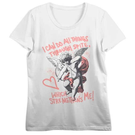 I Can Do All Things Through Spite Which Strengthens Me Women's White Crew Neck Short Sleeve T-shirt -3XL