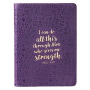 CHRISTIAN ART GIFTS I Can Do All This Purple Handy-sized Faux Leather Journal - Philippians 4:13