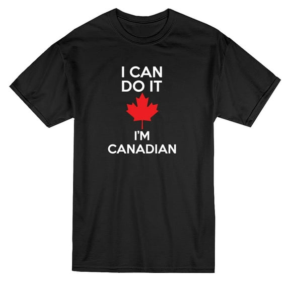 I Can Do It I'm Canadian Graphic Men Black T-Shirt, Male Medium