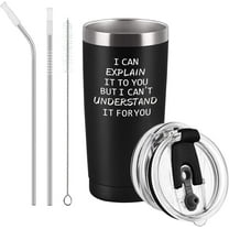 I Can Explain It to You But I Can''t Understand It for You Insulated Travel Tumbler, Engineering Gifts for Engineer Coworker Boss Friends Men, Stainless Steel Tumbler with 2 Lids(20 oz, Black)