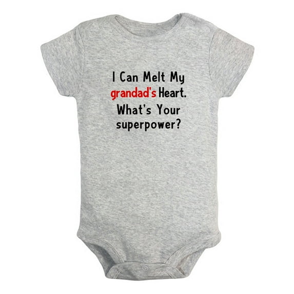 I Can Melt My Grandads Heart Whats Your Superpower Funny Rompers For Babies, Newborn Baby Unisex Bodysuits, Infant Jumpsuits, Toddler 0-24 Months Kids One-Piece Oufits (Gray, 12-18 Months)