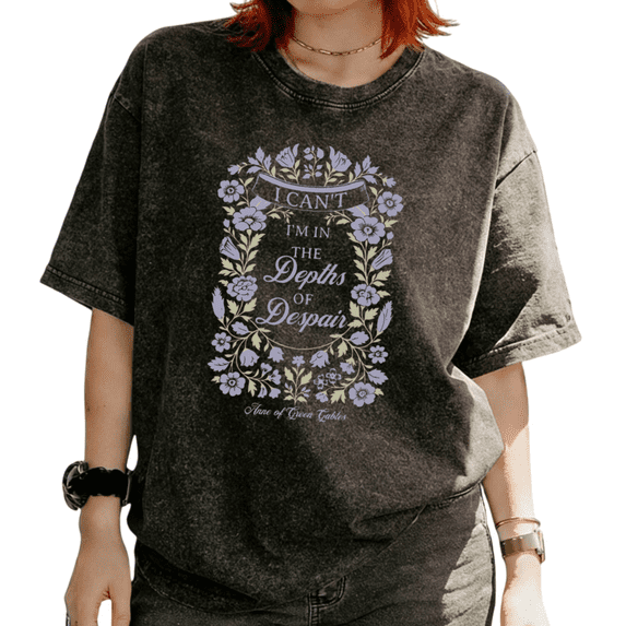 I Can Not Be In Depths Of Despair Floral Graphic Versatile All-Occasion Tees T-shirt Tops Short Sleeve Black S-2XL Plus Size