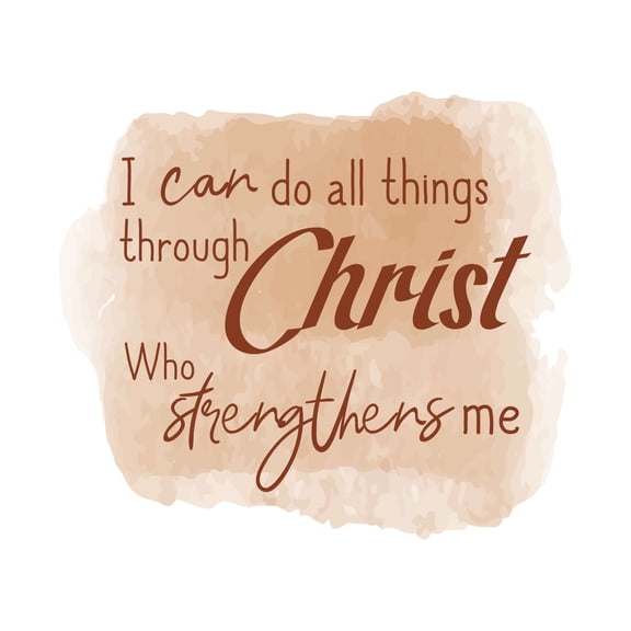 I Can Do All Things Through Christ Christ Strengthens Me Verse Watercolor Design Wall Art Sticker Designs Vinyl Stickers For Home House Walls Rooms Windows Bedroom Decoration Size (12x12 inch)