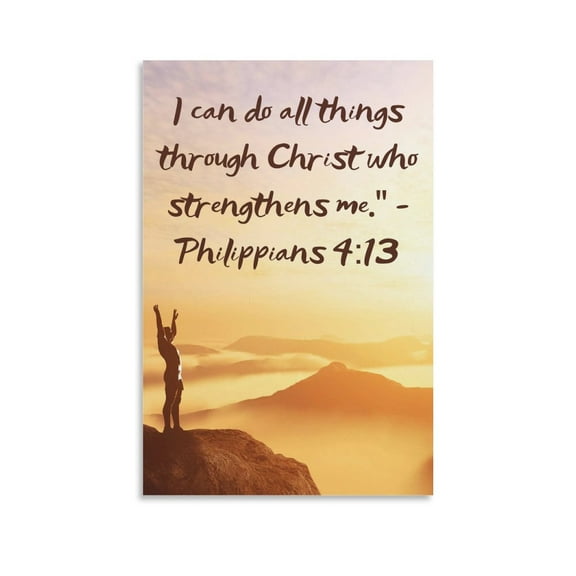 I Can Do All Things Through Christ Who Strengthens Me Religious Picture Print Canvas Poster Wall Paint Art Posters Decor Modern Home Artworks Gift 08x12inch(20x30cm)