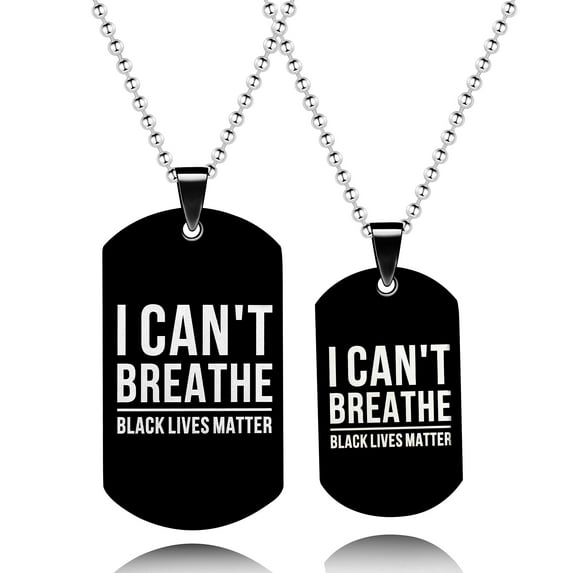 I Can't Breathe Black Lives Matter Stainless Steel Dog tag Pendant Necklace for Couples Justice Freedom Peace Spread Awareness Y815