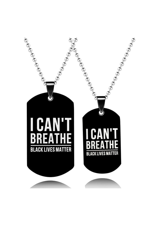 I Can't Breathe Black Lives Matter Stainless Steel Dog tag Pendant Necklace for Couples Justice Freedom Peace Spread Awareness Y815