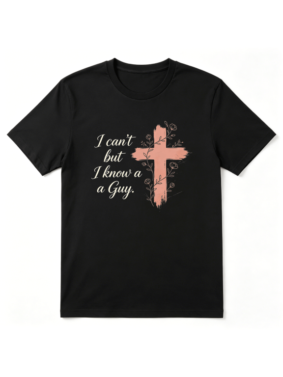 I Can't But I Know A Guy Cross Retro Graphic Tee for Men, Witty Dad Cotton Short Sleeves T-Shirt
