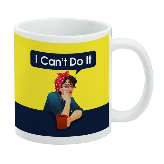 I Can't Do It Rosie The Riveter Vintage Retro Defeatist White Mug