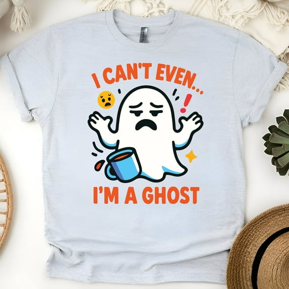 I Can’t Even I’m A Ghost Graphic Tee | Funny Cute T-Shirt for Women, Ash, Size S