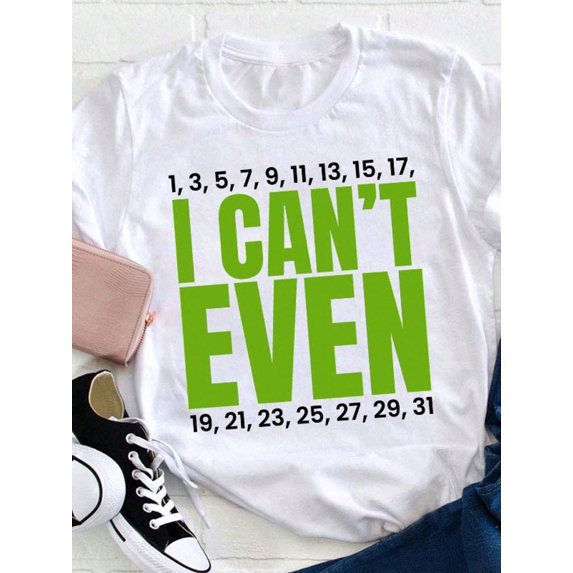 I Can't Even Math Joke Women's Graphic T‑Shirt, Funny Math Teacher Short‑Sleeve Crew Neck Casual Tee Tops