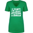 thumbnail image 1 of I Can't I'm Busy Growing a Human Womens V-Neck T-Shirt, 1 of 2