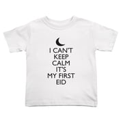 I Cant Keep Calm Its My First EID Boys Short Sleeve Funny Toddler T Shirts for Boys Girls White, Youth M
