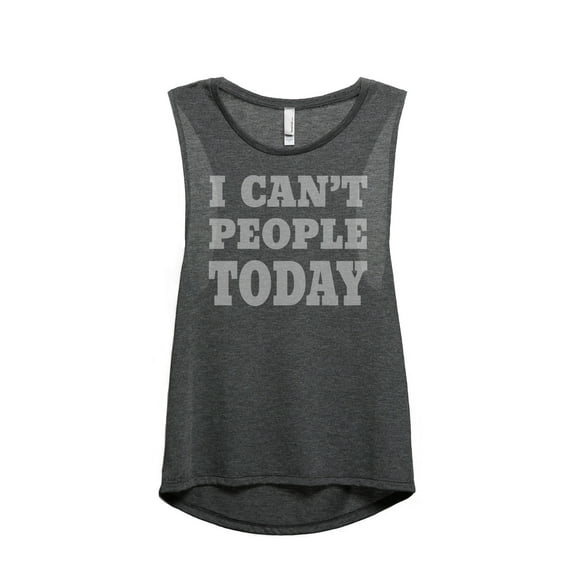 I Can't People Today Women's Fashion Sleeveless Muscle Workout Yoga Tank Top Charcoal Grey 2X-Large