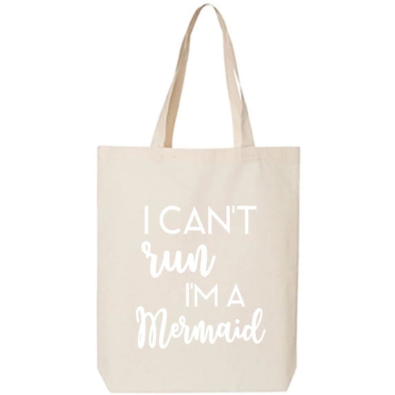 I Can't Run I'm A Mermaid Cotton Canvas Tote Bag