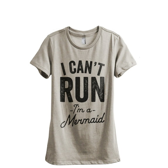 I Can't Run I'm A Mermaid Women's Fashion Relaxed T-Shirt Tee Heather Tan Large