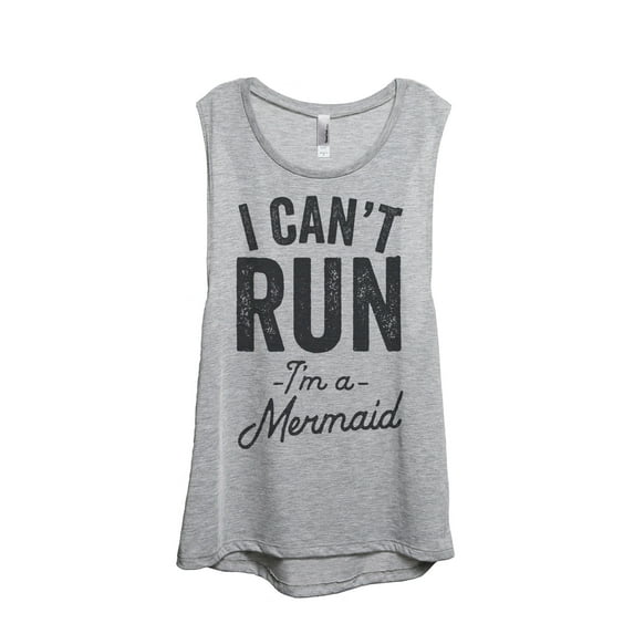 I Can't Run I'm A Mermaid Women's Fashion Sleeveless Muscle Workout Yoga Tank Top Sport Grey 2X-Large
