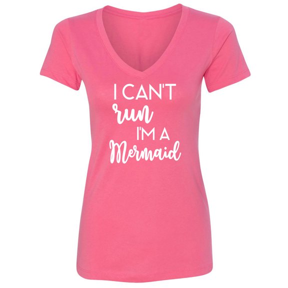 I Can't Run I'm A Mermaid Womens V-Neck Tee