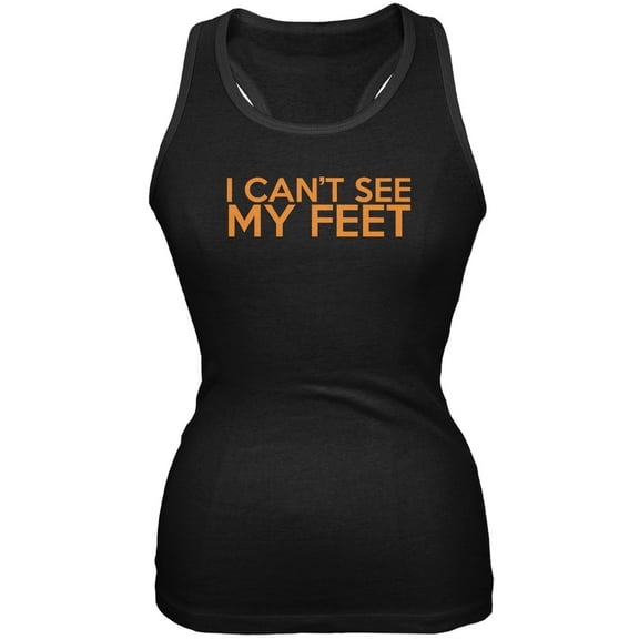 I Can't See My Feet Black Juniors Soft Tank Top - X-Large
