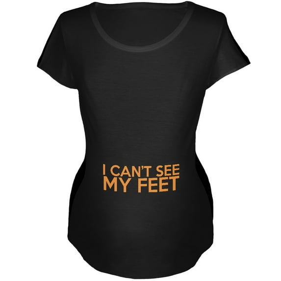 I Can't See My Feet Black Womens Soft Maternity T-Shirt - Small