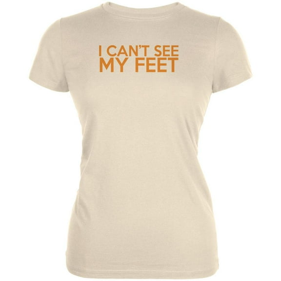 I Can't See My Feet Cream Juniors Soft T-Shirt - Large