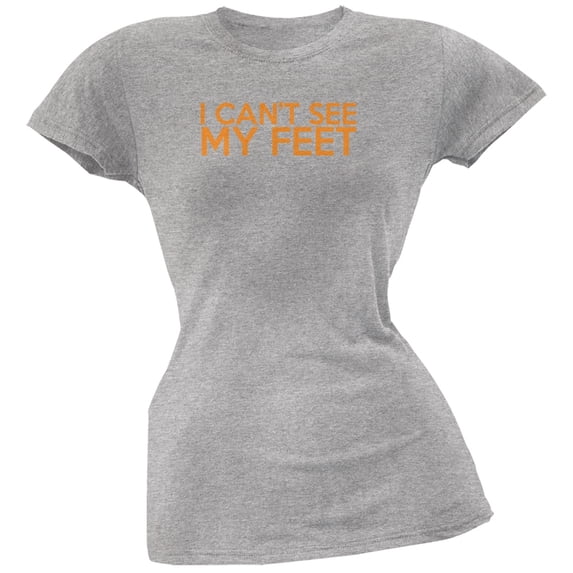 I Can't See My Feet Heather Juniors Soft T-Shirt - X-Large